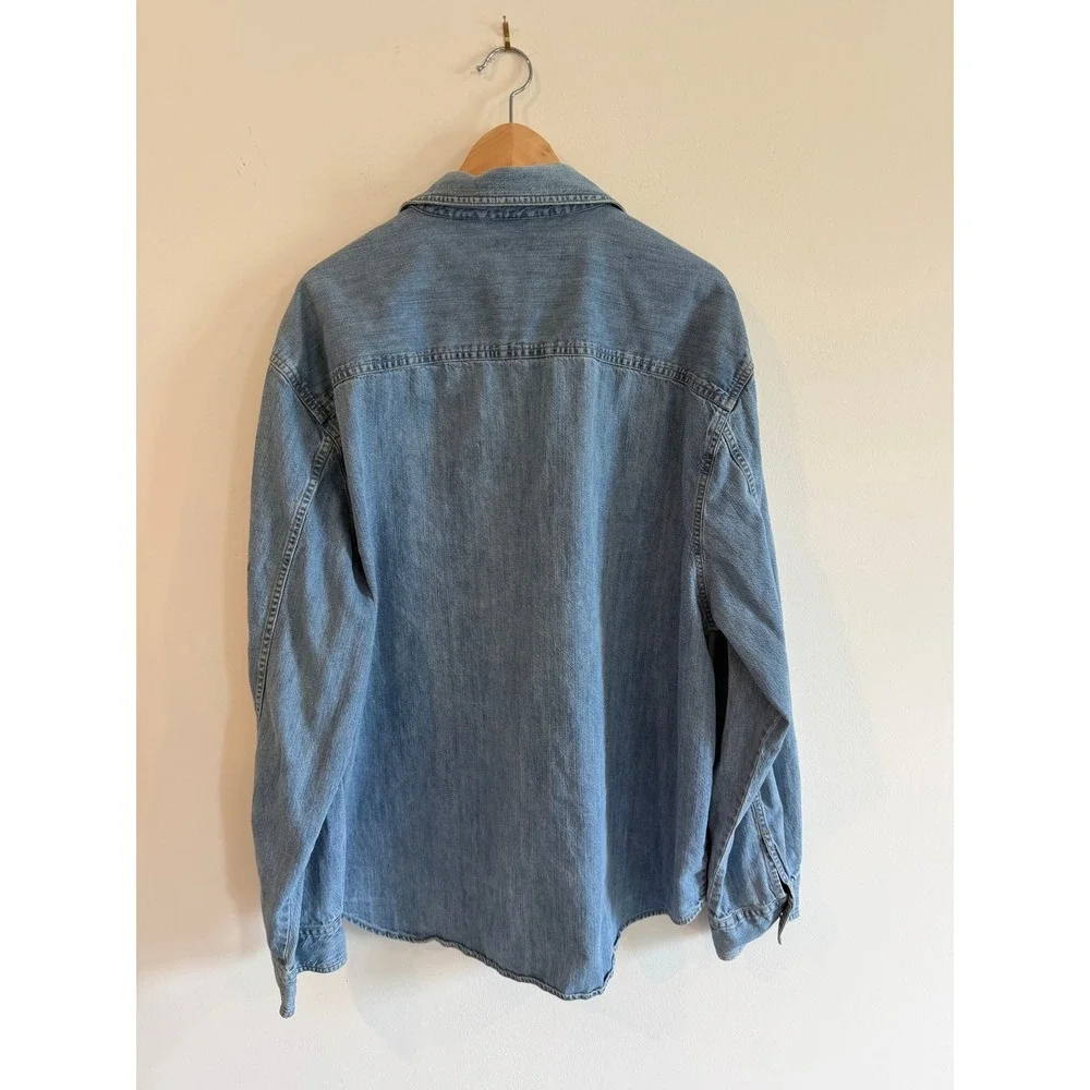 Vintage Levis Jeans Denim Button Down Shirt Mens XXL Light Wash Long Sleeve